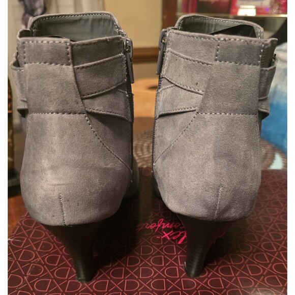 Dexflex Comfort Boots Size 11 Ankle Booties Gray Grey Faux Suede Heels Preowned - Picture 4 of 6